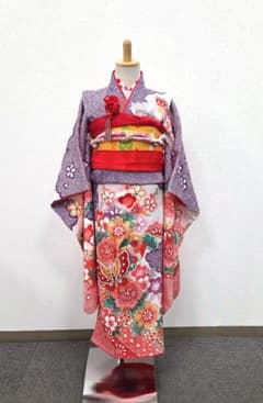 七五三　7歳　120cm　紫絞り柄　ポリエステル　 袋帯 七五三 7歳 120cm 紫絞り柄 ポリエステル 袋帯 - メルカリ