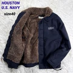 ヒューストン N-1 デッキジャケット ステンシル ミリタリー ネイビー