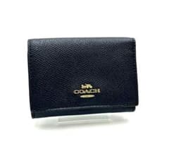 COACH コーチ　三つ折り　財布　コンパクト　ウォレット　レザーネイビー系のサムネイル