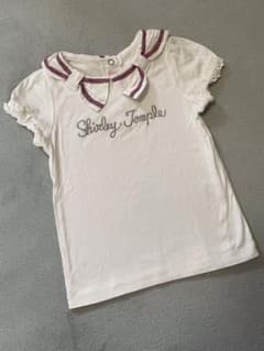 シャーリーテンプル セーラーカラー Tシャツ ホワイト ラメ刺繍 ピンク