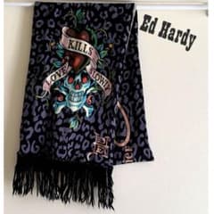 Ed Hardy エドハーディ y2k スカル と レオパード マフラー - メルカリ