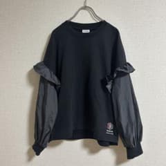 Reebok × CAROLINA GLASER フリル袖 スウェット 黒 L