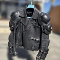 KADOYA バトル系本革ライダースジャケット Lサイズ　肩プロテクター付 KADOYA バトル系本革ライダースジャケット フルオーダー品当時物