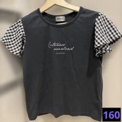 160 Tシャツ BISKEE グレー チェック 白黒のサムネイル