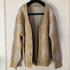 永瀬廉さん着用 ベージュ グレー ダイヤモンドパターン カーディガン Ｌサイズのサムネイル
