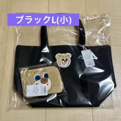 オールドテディワッペントートバッグ　ライトブルー　ドアップテディL字ポーチ オールドテディワッペントートバッグ ブラック L ドアップテディL字