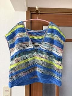 カラフルVネックベスト　プルオーバー　ハンドメイドのサムネイル