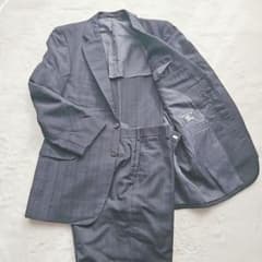 希少】バーバリー スーツ ネイビー ストライプ Mウール モヘア混