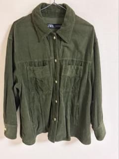ZARA コーデュロイシャツジャケット オリーブグリーンのサムネイル