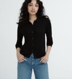 UNIQLO　メリノリブポロカーディガンのサムネイル