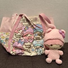 キキララ リトルツインスターズ レトロトートバッグ ぬいぐるみ付きのサムネイル