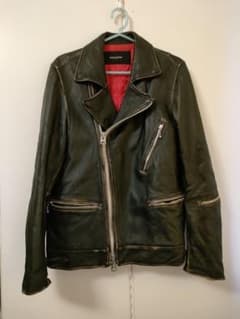 ナノユニバース　ライダース　レザー　ジャケット　USED加工　ブラック　Ｍのサムネイル