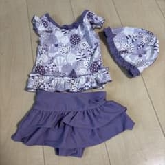 ベビー水着 80cm 女の子 帽子付き パープルのサムネイル