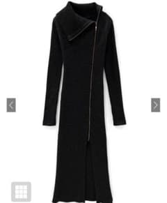 ジッパースリットニットロングワンピース[rut943] ブラックのサムネイル