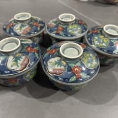 有田焼 祥楽窯 蓋付き碗揃 5客セット 茶碗蒸し器 小丼 金彩古伊万里 和