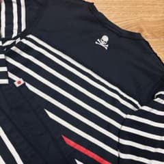 mastermindJAPANスカル刺繍ロゴボーダS黒白7部Tシャツ初期アカイブ