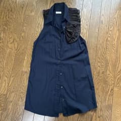 DRIES VAN NOTEN ノースリーブシャツ 36 ネイビー - メルカリ