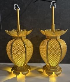 【美品】仏具 吊灯籠 七宝透かし 一対セット 電装セット付き仏壇用のサムネイル