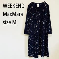 美品✨ウィークエンドマックスマーラ 花柄 小鳥柄 ワンピース ネイビー