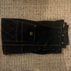 最終値下げ　KAPITAL 黒 薄ランバーパンツ　BLACK 0サイズのサムネイル