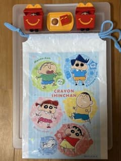McDonald's Crayon Shin-chan & Miniature Figure & Vinyl Drawstring Bag