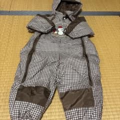 Pingu スノーウェア つなぎ 90cm ブラウン チェック柄のサムネイル