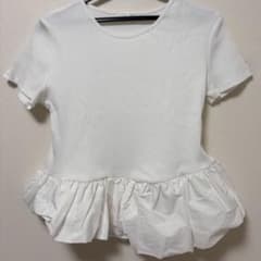 ZARA ぺプラムコンビTシャツ トップス　半袖　Tシャツ　フリル　チュニックのサムネイル