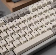 カタカナ印字キーキャップ PBT昇華、グレーと白、144キーチェリープロファイルのサムネイル