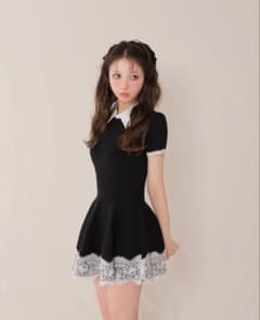 Ladylike Lace Hem Mini Onepiece free 사이즈