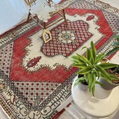 クラシカル柄✳︎117×209✳︎ 華やかレッド　ブラウン　トルコヴィンテージラグ クラシカル柄✳︎117×209✳︎ 華やかレッド ブラウン トルコ