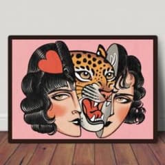 Vintage Poster, Modern Art, Fine Art, Tiger, Pop, Retro, Entrance, Person, A3