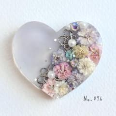No.876 ドライフラワー ハート レジンヘアゴム - メルカリ