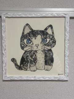 手作り額付き銅版画作品 title「未來ニャンコ」 - メルカリ