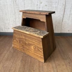 Showa Retro Wooden Antique Step Stool (2 Steps) - Vintage Item, Antique Furniture, Retro Stool
