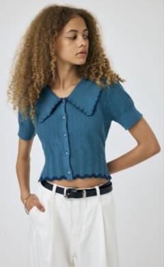 MOUSSY KNIT LACEWORK COLLAR カーディガンのサムネイル