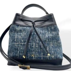 極美品 傳濱野 HAMANO リニエ プルシアンブルー ショルダーバッグ