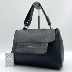 極美品 FURLA カプリッチョ ハンド ショルダーバッグ ブラック f750 
