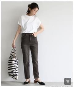 coca完売☆ブラックデニムストレッチストレートパンツのサムネイル