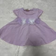 petit main 薄紫 フラワー装飾 半袖トップス女の子　70のサムネイル