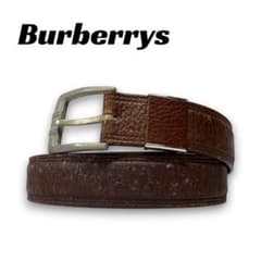 Burberrys バーバリー レザーベルト 茶 シボ革 刻印 ヴィンテージ