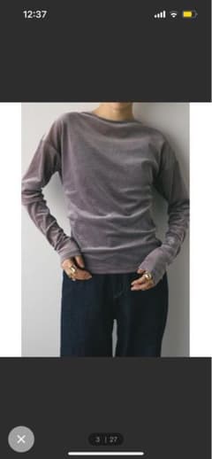 パープル/ブラックstylemixer メッシュベロアバックオープンTシャツのサムネイル