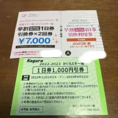 かぐらスキー場 1日リフト券1名分 1000円引き券セットのサムネイル