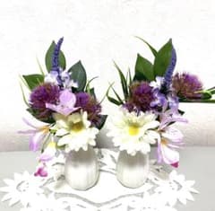 161仏花　お供え花　一対　ガーベラ　アリウム　デルフィニウム　アルストロメリアのサムネイル