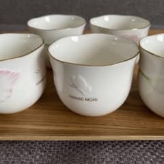 HANAE MORI 金縁バタフライ花柄湯飲み 5客セット 陶器 森英恵デザイン
