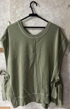 ニットベスト　2way  グリーン　前後ろ　Lサイズ　妊婦服のサムネイル