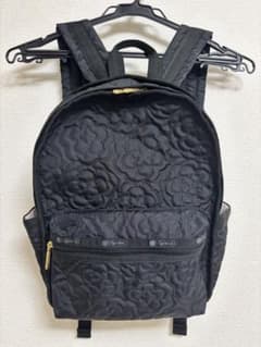 ブラック 花柄キルティングリュック レスポートサック パフィー