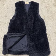 極美品 2023 カレンソロジー シープライクファーベスト 黒 ロングジレ