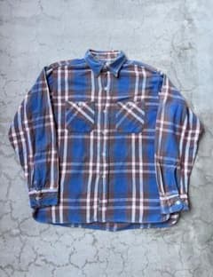 配色最高 50s Winter King ヘビーネルシャツ マチネル XL 青系 - メルカリ