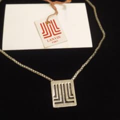 Lanvin ランバン　シルバーネックレス　黒　ブラック　ストライプ　四角い