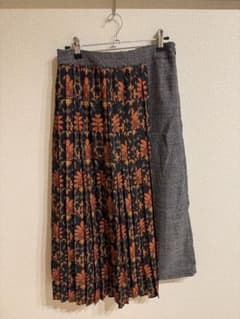 AND LOVE&PEACE チェック柄 プリーツ切替 ロングスカートのサムネイル